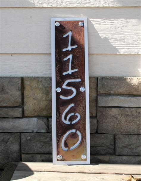 wood and metal house number|house address numbers.